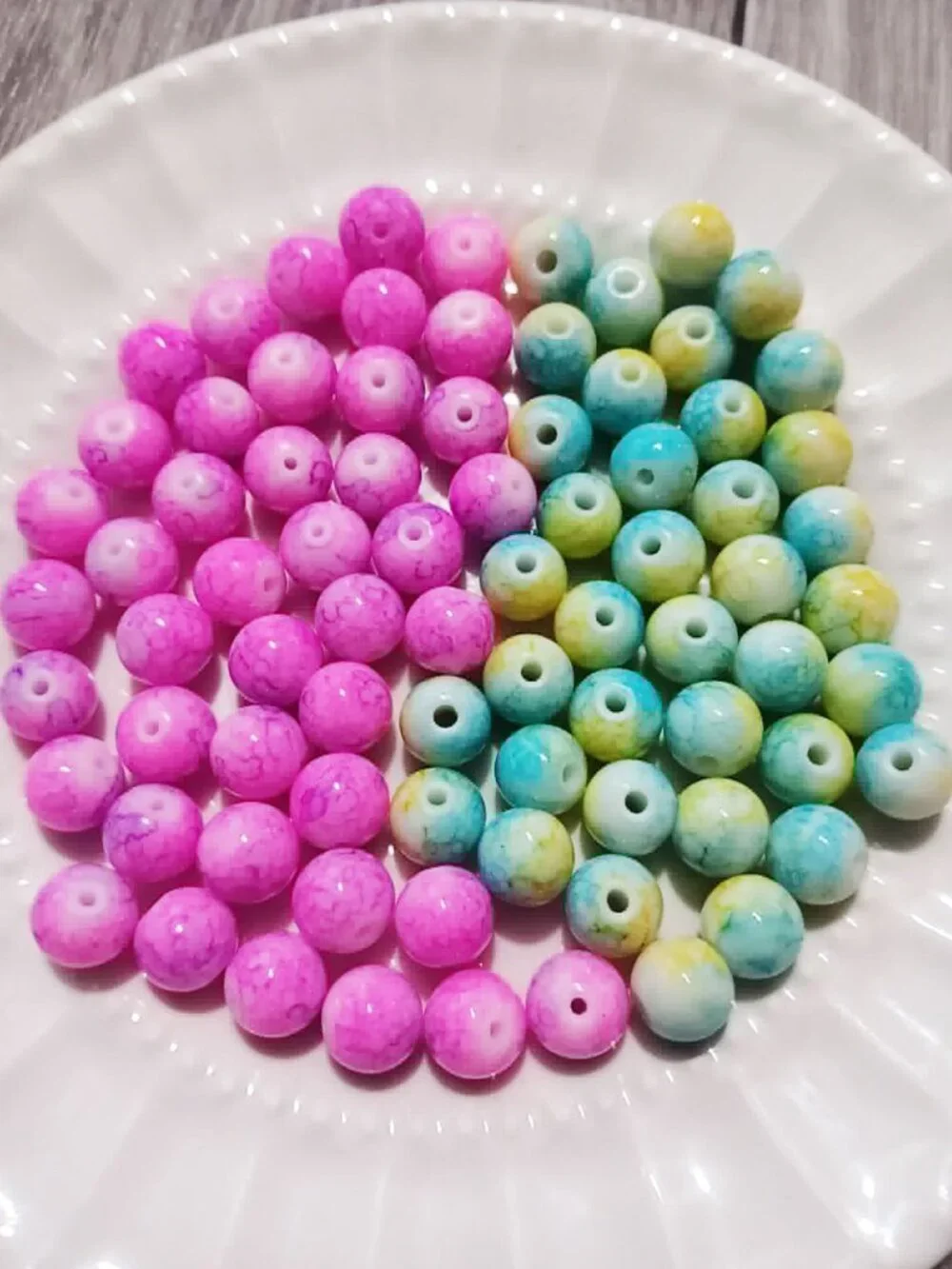 10mm Marble Style Glass Beads